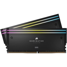 تصویر رم دسکتاپ کورسیر مدل DOMINATOR TITANIUM 32GB(16GBx2) 7200 RGB BLACK CL34 