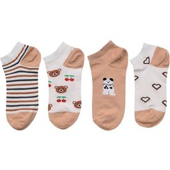 تصویر جوراب ساق کوتاه زنانه مدل تدی و آلبالو بسته 4 عددی Teddy & Cherry Short Socks (4 Pack)