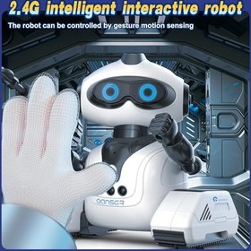 تصویر TERRIFI Robot Toys - ربات کنترل از راه دور هوشمند قابل شارژ با کنترل صدا، حسگر ژست RC، چشمان LED درخشان، رقص، آواز، ضبط، تکرار - هدایای ربات برای پسران و دختران 3 سال به بالا - ارسال 30 روز کاری 