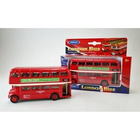 تصویر اسباب بازی - ماکت - ماشین فلزی - اتوبوس لندن مدل مسقف - برند ویلی Welly - عقبکش - تک جعبه - London Bus 