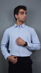 تصویر پیراهن مردانه آبی پاستیلی 