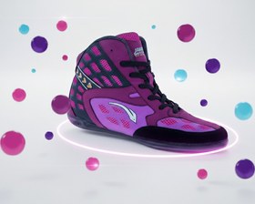 تصویر کفش کشتی پلنگی بنفش 