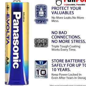 تصویر باتری قلمی آلکالاین LR06-AA پاناسونیک مدل Evolta بسته 2 تایی Panasonic Evolta LR06-AA Alkaline Battery Pack of 2