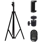 تصویر سه پایه موبایل Pro 801 Mobile Tripod + بال هد + ریموت کنترل بلوتوثی موبایل جیماری BT-03 و هولدر نگهدارنده موبایل 