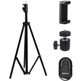 تصویر سه پایه موبایل Pro 801 Mobile Tripod + بال هد + ریموت کنترل بلوتوثی موبایل جیماری BT-03 و هولدر نگهدارنده موبایل 