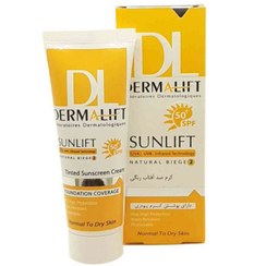 تصویر کرم ضد آفتاب رنگی شماره مناسب پوست خشک spf50 حجم 40میل درمالیفت 01 Dermalift Sunlift Spf50 Tinted Sunscreen Cream For Normal To Dry Skin 40ml