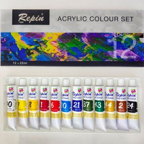 تصویر رنگ اکریلیک 12 رنگ رپین رنگ اکریلیک 12 رنگ رپین مدل 901006 حجم 22 میلی لیتر