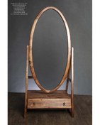 تصویر آینه کنسول چوبی بیضی شکل 