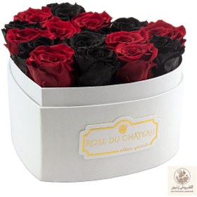 تصویر Black & Red Eternal Roses in White Box Heart | کد: ZNB-1IYD 