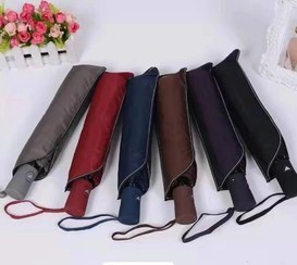 تصویر چتر 3تاشو نیمه فول زنانه - طوسی روشن 