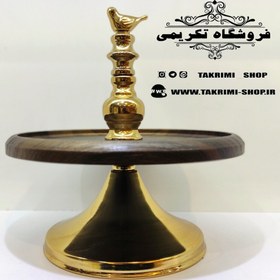 تصویر استند ظرف میوه خوری شیرینی خوری یک 1 طبقه 1طبقه ایکیا چوب مصنوعی و فلز آبکاری فورتیک رنگ قهوه ای تیره ونگه ( تکریمی شاپ ) 