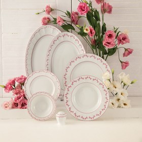 تصویر سرویس چینی زرین 12 نفره کامل فرانسیس صورتی (103 پارچه) Zarin Iran Neo-Classic Francis-Pink 103 Pieces FDC Dinnerware Set