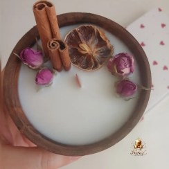 تصویر شمع کاسه چوبی 