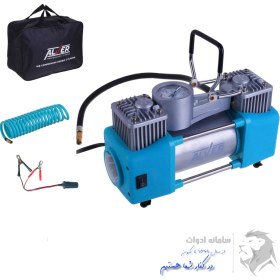 تصویر کمپرسور دو سیلندر فندکی و باتری AV-8032 آلور (12 ولت) Two cylinder compressor cigarette lighter and battery AV-8032 alver