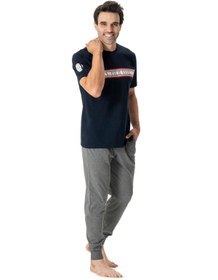 تصویر ست پیژامه فاق نرمال آستین کوتاه طرح دار مردانه | یو اس پولو U.S. Polo Assn. USP18788 