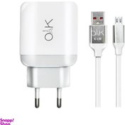 تصویر شارژر دیواری اوآک (Oak) مدل Ch-1001 به همراه کابل تبدیل Micro USB 