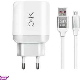 تصویر شارژر دیواری اوآک (Oak) مدل Ch-1001 به همراه کابل تبدیل Micro USB 