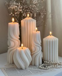 تصویر شمع دکوری دست ساز طرح استوانه ماینر - سفید 