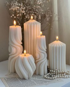 تصویر شمع دکوری دست ساز طرح استوانه ماینر - سفید 