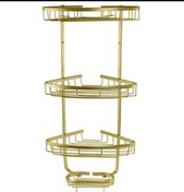 تصویر قفسه و جا شامپو حمام بیضی نقره ای سه طبقه اطلس مدل البرز 