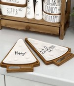 تصویر کره خوری سرامیکی مثلثی با زیره چوبی 