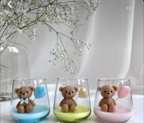 تصویر شمع شیشه ای تدی بادکنک و قلب 