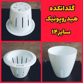 تصویر گلدان سایز 14 هیدروپونیک سفید Flowerpot