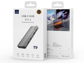 تصویر هاب تایپ سی 8 پورت فلزی مک بوک ویوو Wiwu T9 8 In 1 Type-C HUB 