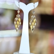 تصویر گوشواره آویز طرح صلیب با مروارید و استیل 