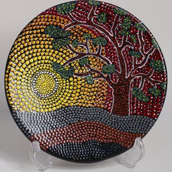 تصویر بشقاب نقطه کوبی سفالی|طرحMK01 