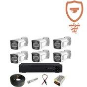 تصویر پکیج ۶ عددی دوربین مداربسته ۵ مگاپیکسل فول اچ دی تشخیص چهره و پلاک خوان 