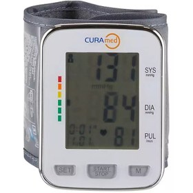 تصویر فشارسنج مچی CURAmed، روش اندازه گیری نوسان سنجی تمام اتوماتیک، هشدار ریتم قلب CURAmed Wrist Blood Pressure Monitor, Fully Automatic Oscillometric Measurement Method, Heart Rhythm Warning