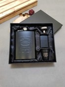 تصویر ست بطری جیبی فندک دار چرم جک دنیلز Jack Daniels Leather Pocket Bottle Lighter Set