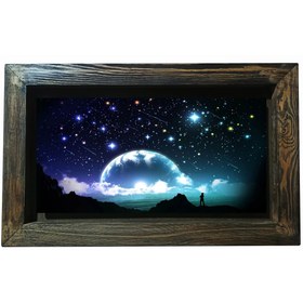 تصویر تابلو کاشی شب و ماه و ستاره ها 32در52 