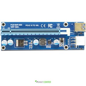 تصویر رایزر گرافیک Riser تبدیل PCIe 1X به 16X با رابط کابل USB 3.0 برند Riser مدل 006 