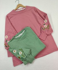 تصویر بلوز سایز بزرگ آستین گلدوزی و دکمه کیانا 