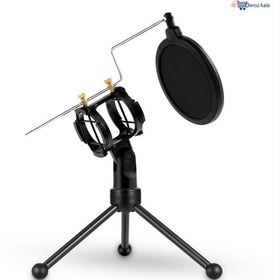 تصویر پایه میکروفون رومیزی یانمای مدل PS-3 به همراه پاپ فیلتر YANMAI PS-3 POP-FILTER SHOCKPROOF TRIPOD