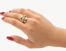 تصویر انگشتر نقره زنانه طرح هاله عیار۹۲۵ با سنگهای زیرکنیا - طلایی(زرد) / ۵۳ Silver ring