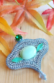 تصویر گلسینه جواهردوزی سنگ جید 