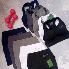 تصویر ست ورزشی زنانه نیمتنه کاپدار و بایکر کبریتی کد 114 