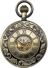 تصویر Treeweto کلاسیک روم شماره گیری ساعت مکانیکی ساعت جیبی با زنجیره ای، برنز 