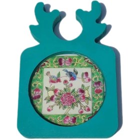 تصویر زیر ماگی شاخ گوزنی طرح سنتی زیر لیوانی رزینی