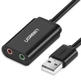 تصویر تبدیل USB به 3.5mm jack AUX یوگرین Ugreen US205 30724 Ugreen USB Male to 3.5mm jack AUX Female Converter (External Sound Adapter) US205-30724