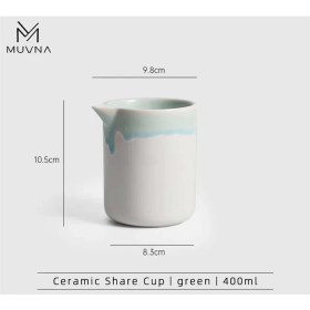 تصویر سرور سرامیکی لبه رنگی آبی 400ml برند MUVNA MUVNA Yingzhan Sharing Pot Glass Manual Brew Server Coffee