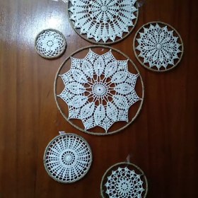 دیوارکوب قلاب بافی مجموعه 6 عددی بافته شده با نخ مرسریزه امکان پرداخت در 2 مرحله (پس کرایه)