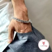 تصویر دستبند مردانه کارتیر دوبل نقره ای 