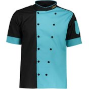 تصویر روپوش آشپزی مدل chef ( روپوش سراشپزی ) رنگ آبی مشکی. - XL 