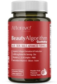 تصویر مکمل پاستیلی پوست و مو و ناخن بیوتی الگورتیم ۶۰ عددی افتر ایو AE BEAUTY ALGORITHM 60 GUMMIES P. FRUIT 