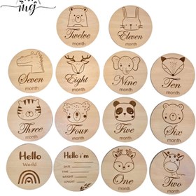 تصویر استند ماهگرد کودک طرح حیوانات جنگل در بسته 14 عددی 