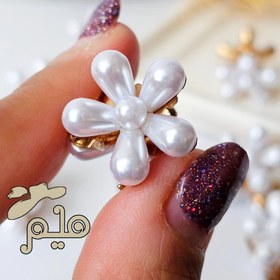 تصویر مینی کلیپس فلزی شکوفه مرواریدی Pearl blossom metal mini clips